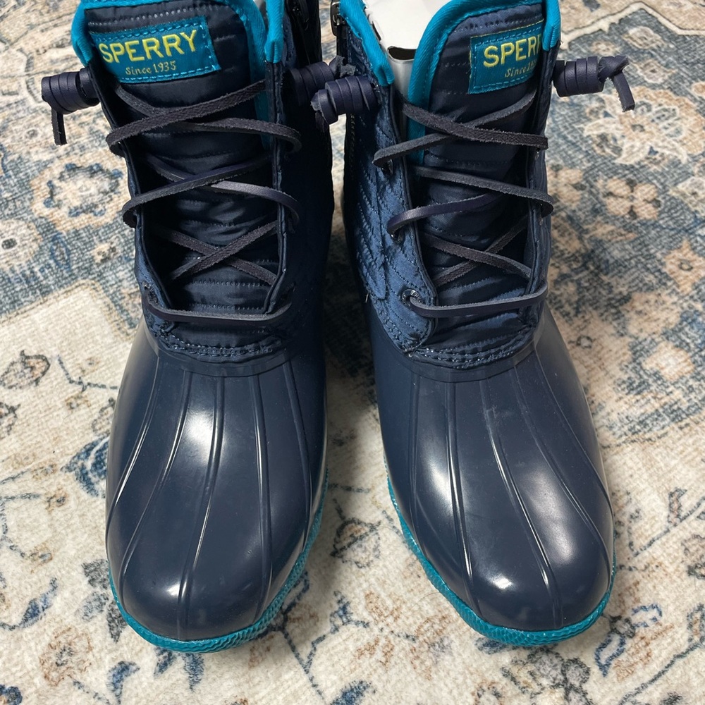 Sperry Navy and Teal Duck Boots